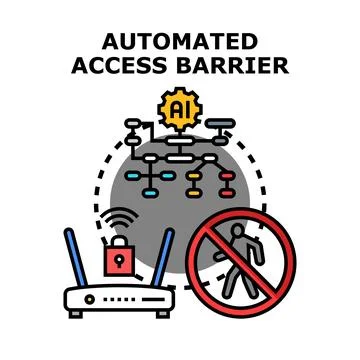 Automated access barrier creating secure network protection Stock Illustration