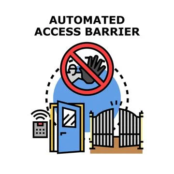 Automated access barrier system controlling building entry Stock Illustration