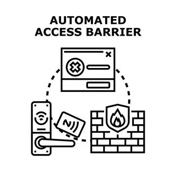Automated access barrier system preventing unauthorized entry Stock Illustration
