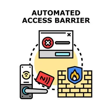 Automated access barrier system preventing unauthorized entry Stock Illustration