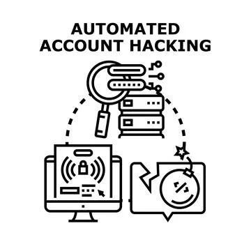 Automated account hacking vector illustration concept Illustrazione stock