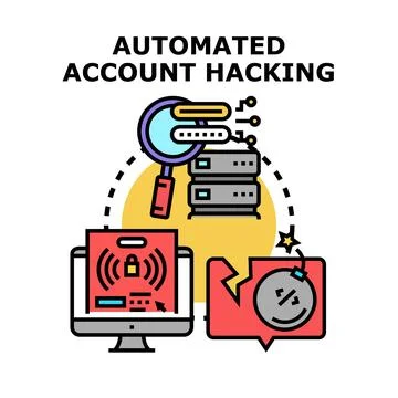 Automated account hacking vector illustration concept Stock Illustration