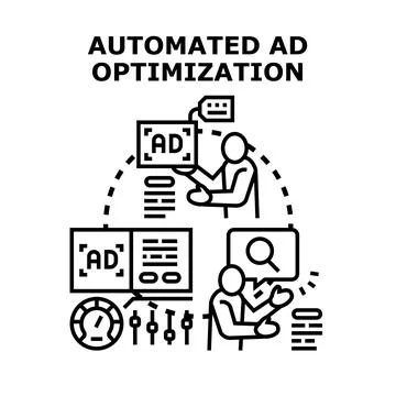 Automated ad optimization process vector illustration concept Stock Illustration
