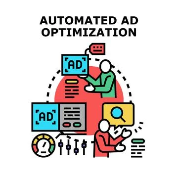 Automated ad optimization process vector illustration concept Stock Illustration