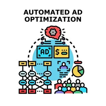 Automated advertisement optimization process generating campaign insights Stock Illustration