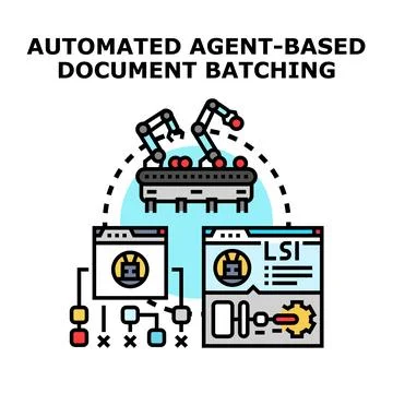 Automated agent based document batching processing concept Stock Illustration