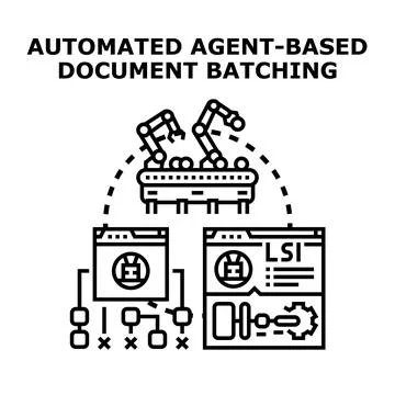 Automated agent based document batching processing concept Stock Illustration