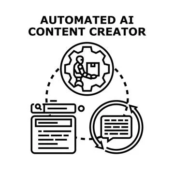 Automated ai content creating process vector illustration 스톡 일러스트