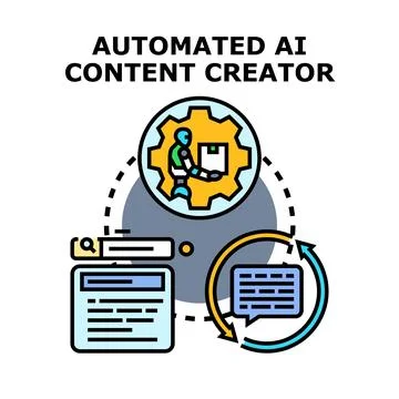 Automated ai content creating process vector illustration Stock Illustration