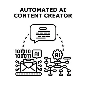 Automated ai content creator generating digital text イラスト素材
