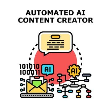 Automated ai content creator generating digital text 스톡 일러스트