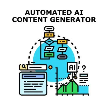 Automated ai content generating technology concept Illustrazione stock