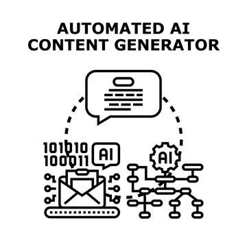 Automated ai content generating technology concept illustration Stock Illustration