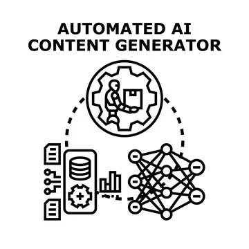 Automated ai content generation concept illustration Stock Illustration