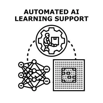 Automated ai learning support system concept illustration Stock Illustration