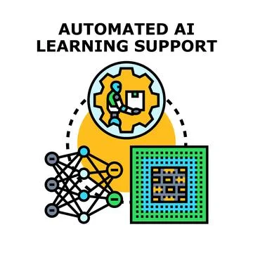 Automated ai learning support system concept illustration Stock Illustration