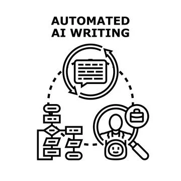 Automated ai writing content generation concept Stock Illustration