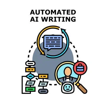 Automated ai writing content generation concept Stock Illustration
