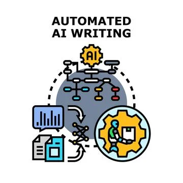 Automated ai writing generating content and concepts Stock Illustration