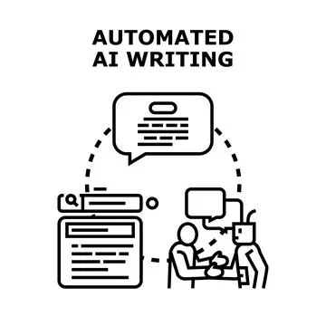 Automated ai writing generating creative content ideas Stock Illustration
