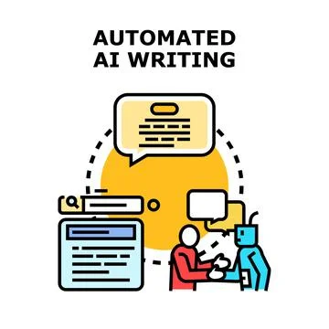 Automated ai writing generating creative content ideas Stock Illustration