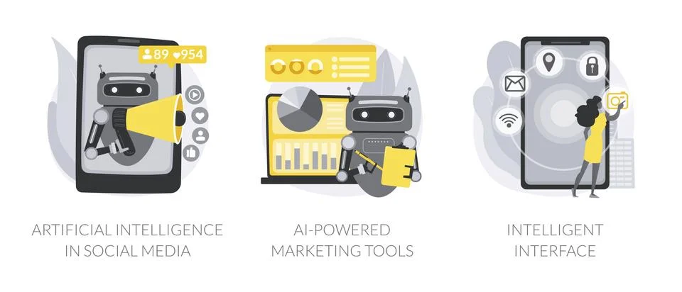 Automated algorithm abstract concept vector illustrations. イラスト素材