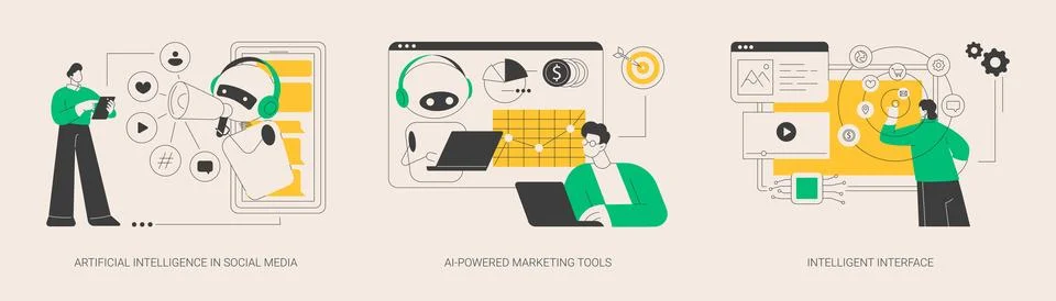 Automated algorithm abstract concept vector illustrations. Illustrazione stock