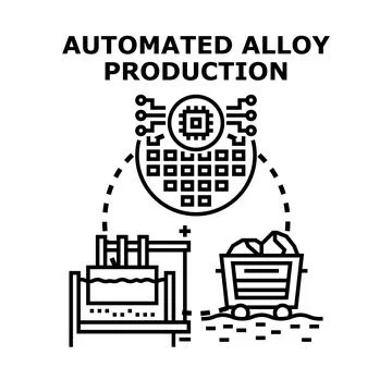 Automated alloy production process controlling manufacturing industry Stock Illustration