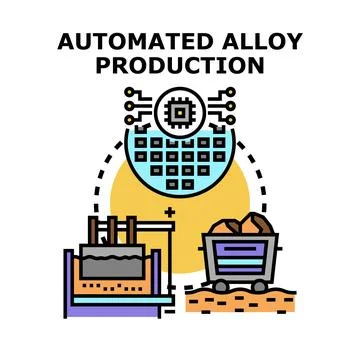 Automated alloy production process controlling manufacturing industry Stock Illustration