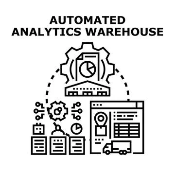 Automated analytics warehouse data processing and management Stock Illustration