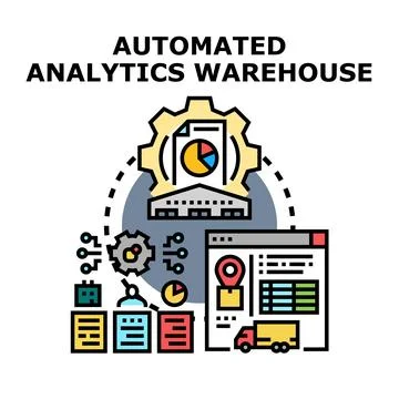 Automated analytics warehouse data processing and management Stock Illustration