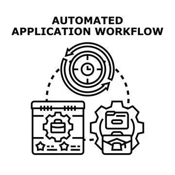 Automated application workflow process and task management Stock Illustration