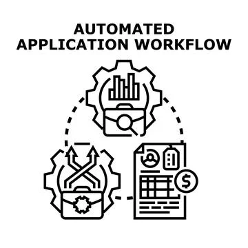 Automated application workflow process development icon concept 스톡 일러스트