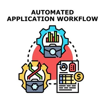 Automated application workflow process development icon concept 스톡 일러스트