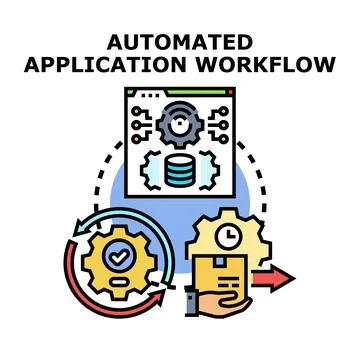 Automated application workflow process system management Stock Illustration