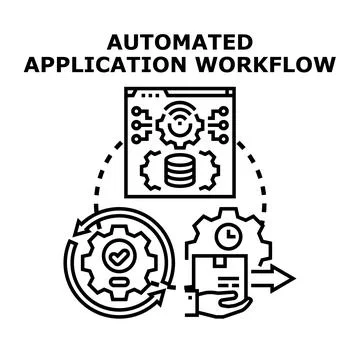 Automated application workflow process system management Stock Illustration