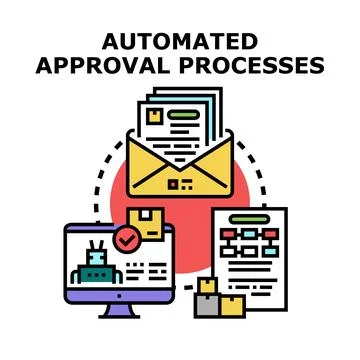 Automated approval processes concept with digital workflow イラスト素材
