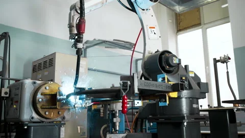Automated Arm For Welding Technical Production At Medical Equipment Workshop Stock Footage 200695731