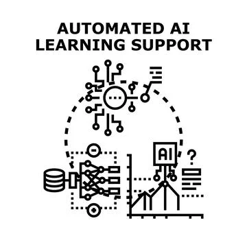 Automated artificial intelligence learning support concept 스톡 일러스트