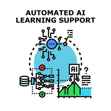 Automated artificial intelligence learning support concept Stock Illustration