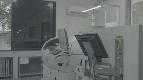 Automated assembly line in an electronics manufacturing facility Stock-Footage 327597246