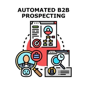 Automated b2b prospecting business development strategy Illustrazione stock