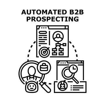 Automated b2b prospecting business development strategy Illustrazione stock