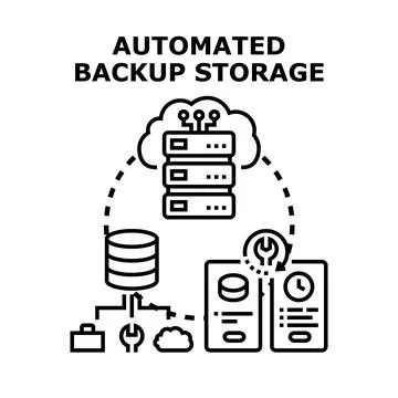 Automated backup storage data cloud computing concept Stock Illustration
