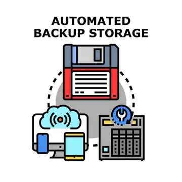 Automated backup storage system for data protection Stock Illustration