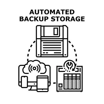 Automated backup storage system for data protection Stock Illustration