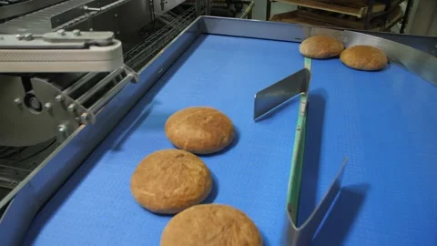 Automated Bakery Line. Distribution Of Baking. Stock Footage 174726266