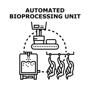 Automated bioprocessing unit producing lab grown meat Stock Illustration