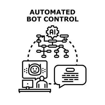 Automated bot control managing artificial intelligence system 스톡 일러스트