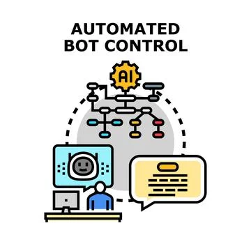 Automated bot control managing artificial intelligence system Stock Illustration